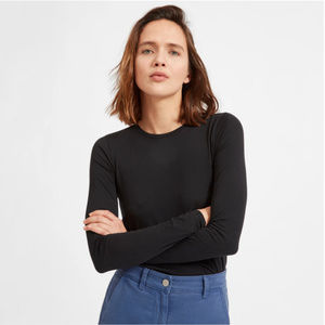 Everlane Pima Stretch Long-Sleeve, Black, Size S
